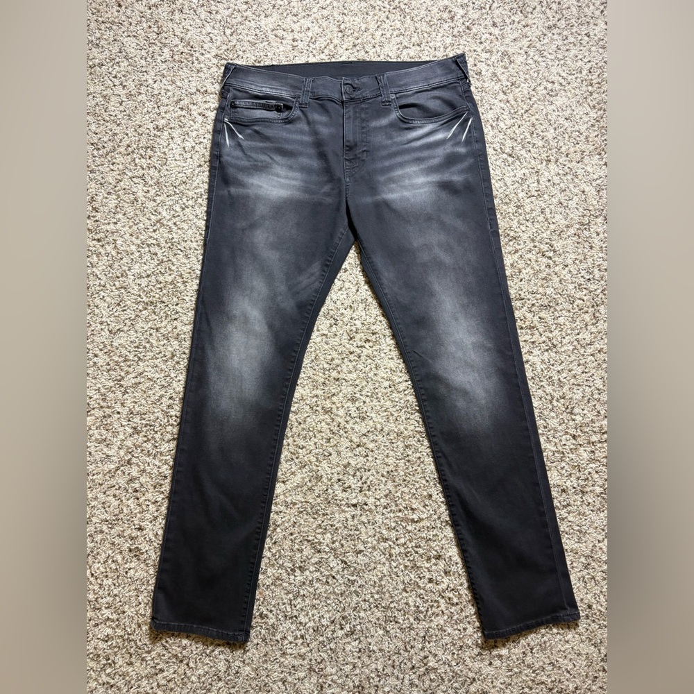 True Religion Men's Rocco Black Washed Jeans Size 36